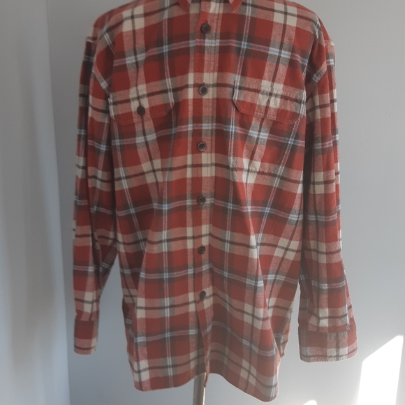 Midtown Plaid Shirt Button Down Short Sleeve Red White Mens Size L - Picture 6 of 13